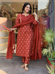 Viscose Printed Kurta Bottom With Dupatta