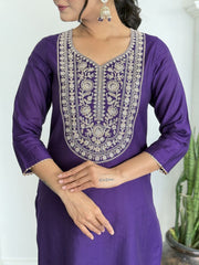Women Embroidered Regular Thread Work Pure Silk Kurta with Trousers & Dupatta
