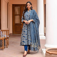 Floral Printed Ethnic Sets Straight Kurta and pant Set With Dupatta