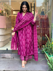 Viscose rayon festival wear kurta pant dupatta set