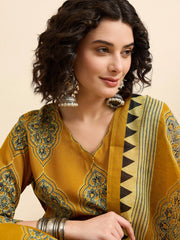 Rayon Printed Casual Wear Kurti Bottom With Dupatta