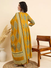 Rayon Printed Casual Wear Kurti Bottom With Dupatta