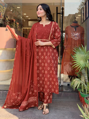 Viscose Printed Kurta Bottom With Dupatta