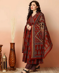 Women Viscose Printed Kurta Pant Dupatta Set | Premium Quality Ethnic Wear