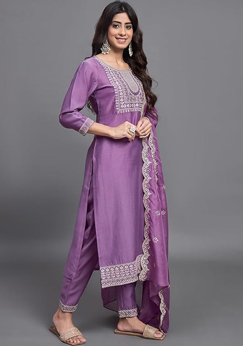 Silk Designer Kurti Bottom With Dupatta Set