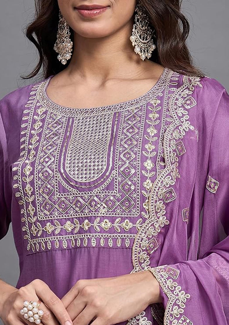 Silk Designer Kurti Bottom With Dupatta Set