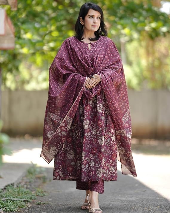 Women Floral Printed Kurta and Pant Set with Dupatta | Premium Ethnic Wear