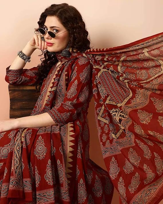 Women Viscose Printed Kurta Pant Dupatta Set | Premium Quality Ethnic Wear
