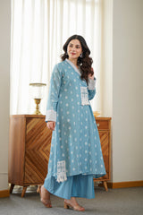 Alavya Cotton Angrakha Hand Detailed Cotton Pant Set