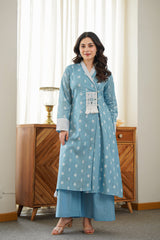 Alavya Cotton Angrakha Hand Detailed Cotton Pant Set
