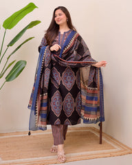 Women Viscose Printed Kurta and Pant Set with Dupatta | Ajrak Prints