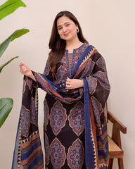 Women Viscose Printed Kurta and Pant Set with Dupatta | Ajrak Prints