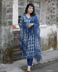 Rayon Viscose Designer Kurti Pant With Dupatta Set