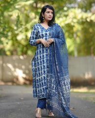 Rayon Viscose Designer Kurti Pant With Dupatta Set